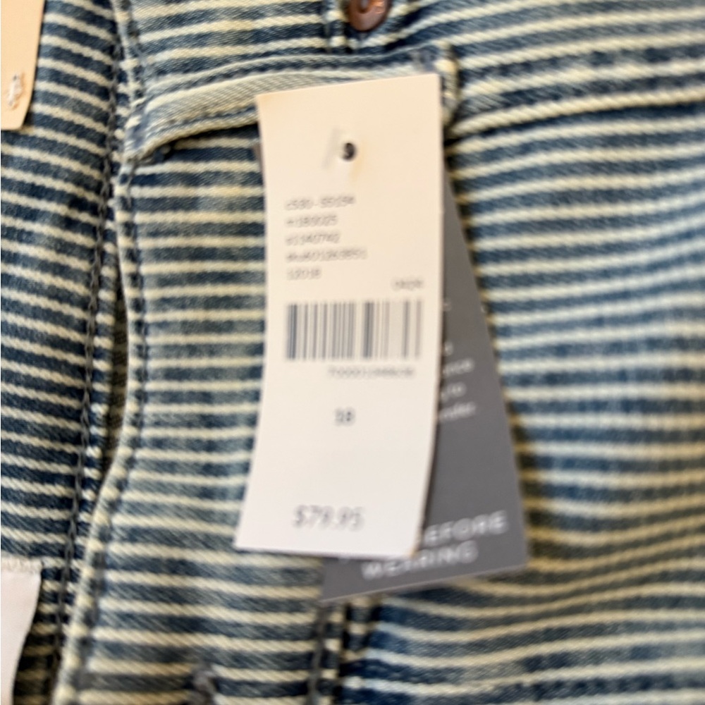 Lane Bryant Railroad Strip Boyfriend Capri Jeans - Picture 10 of 13